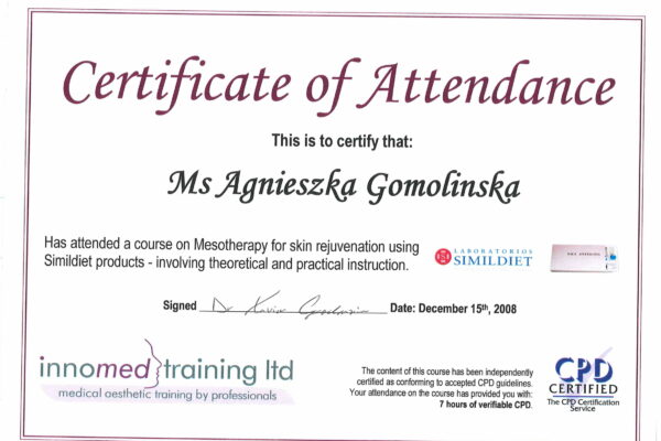 CPD certified innomed training ltd - simildiet products - Agnieszka Gomolińska