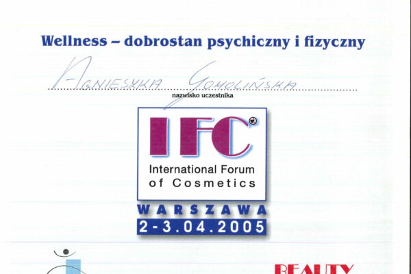 IFC international forum of cosmetics - wellness dobrostan psychinczy i fizyczny - Agnieszka Gomolińska