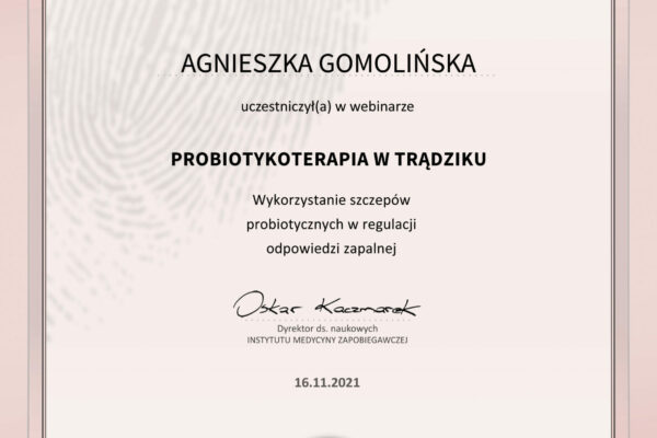 Instytut Medycyny Zapobiegawczej - Probiotykoterapia w trądziku - Agnieszka Gomolińska