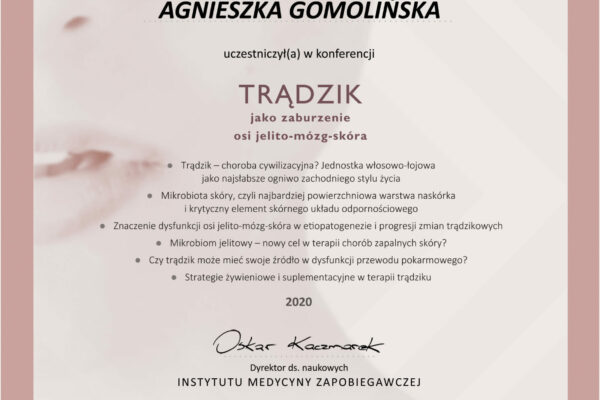 Instytut medycyny zapobiegawczej - Trądzik - Agnieszka Gomolińska