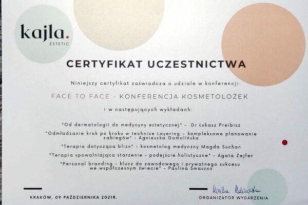 Kajla estetic - Face to face konferencja kosmetolozek - Agnieszka Gomolińska