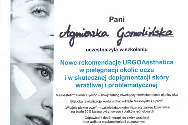 Urgo Aesthietics - nowe rekomendacje URGOAesthetics - Agnieszka Gomolińska