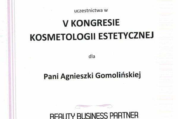 V kongres kosmetologii estetycznej - beauty business partner - Agnieszka Gomolińska