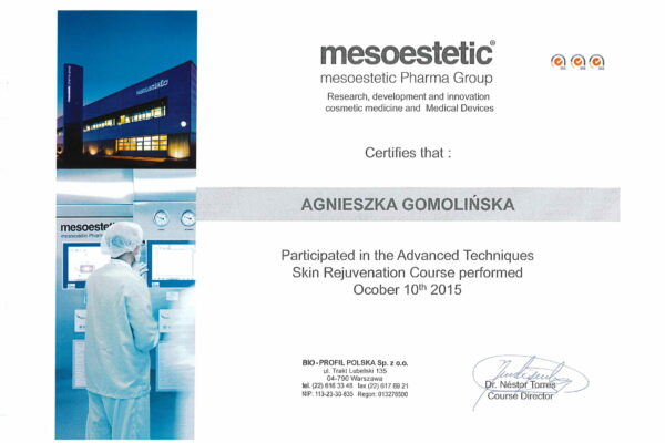 mesoestetic - advanced techniques skin rejuventation course - Agnieszka Gomolińska