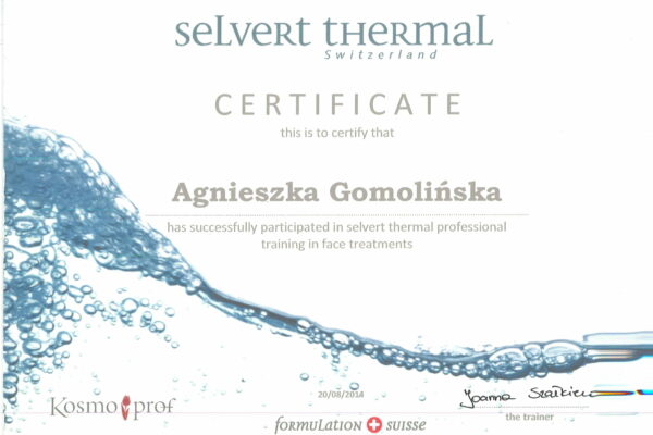 selvert thermal - selvert thermal professional training in face treatments- Agnieszka Gomolińska